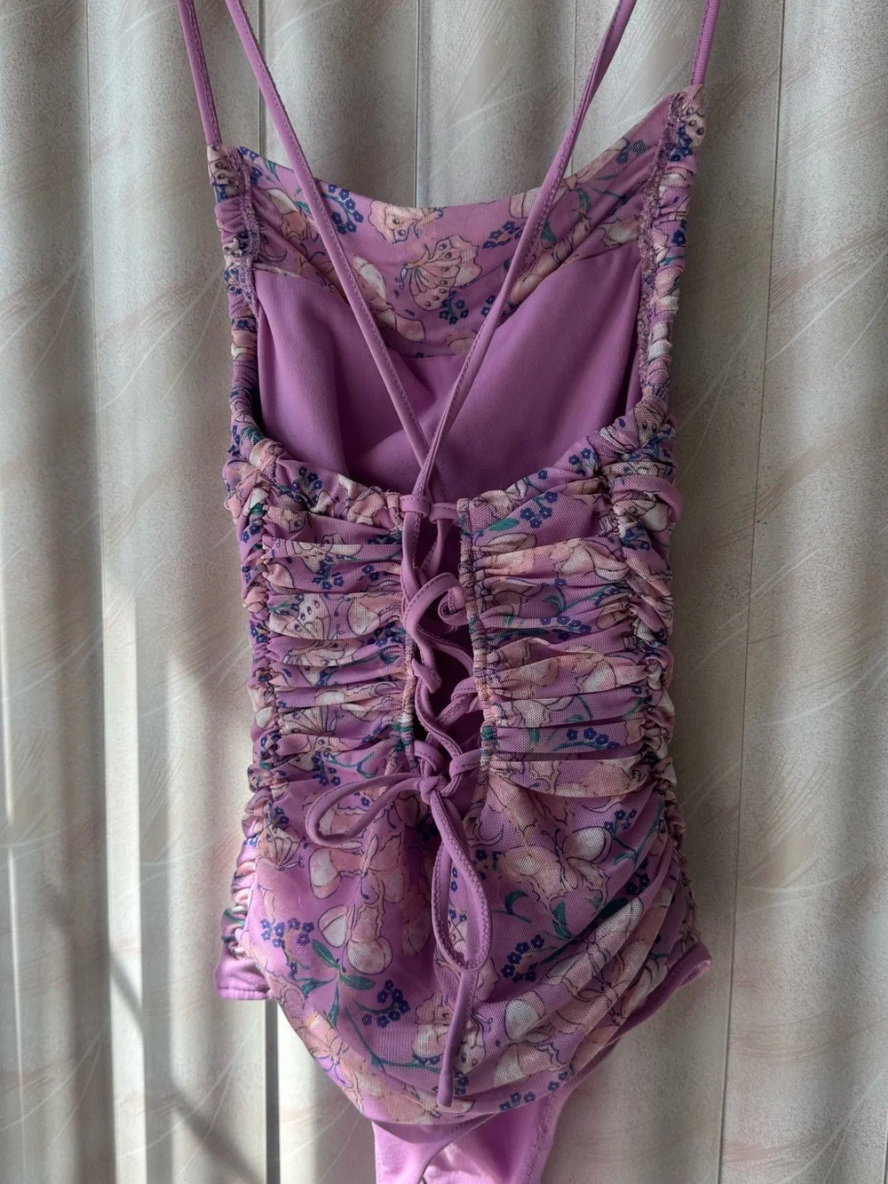 Free People Sleeveless Ruched Floral Bodysuit